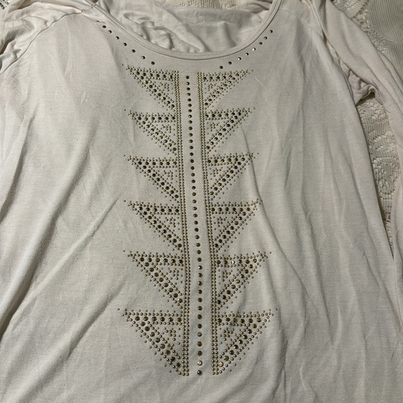 Aztec Blouse Long Sleeve Cowl Back Large - Picture 2 of 5